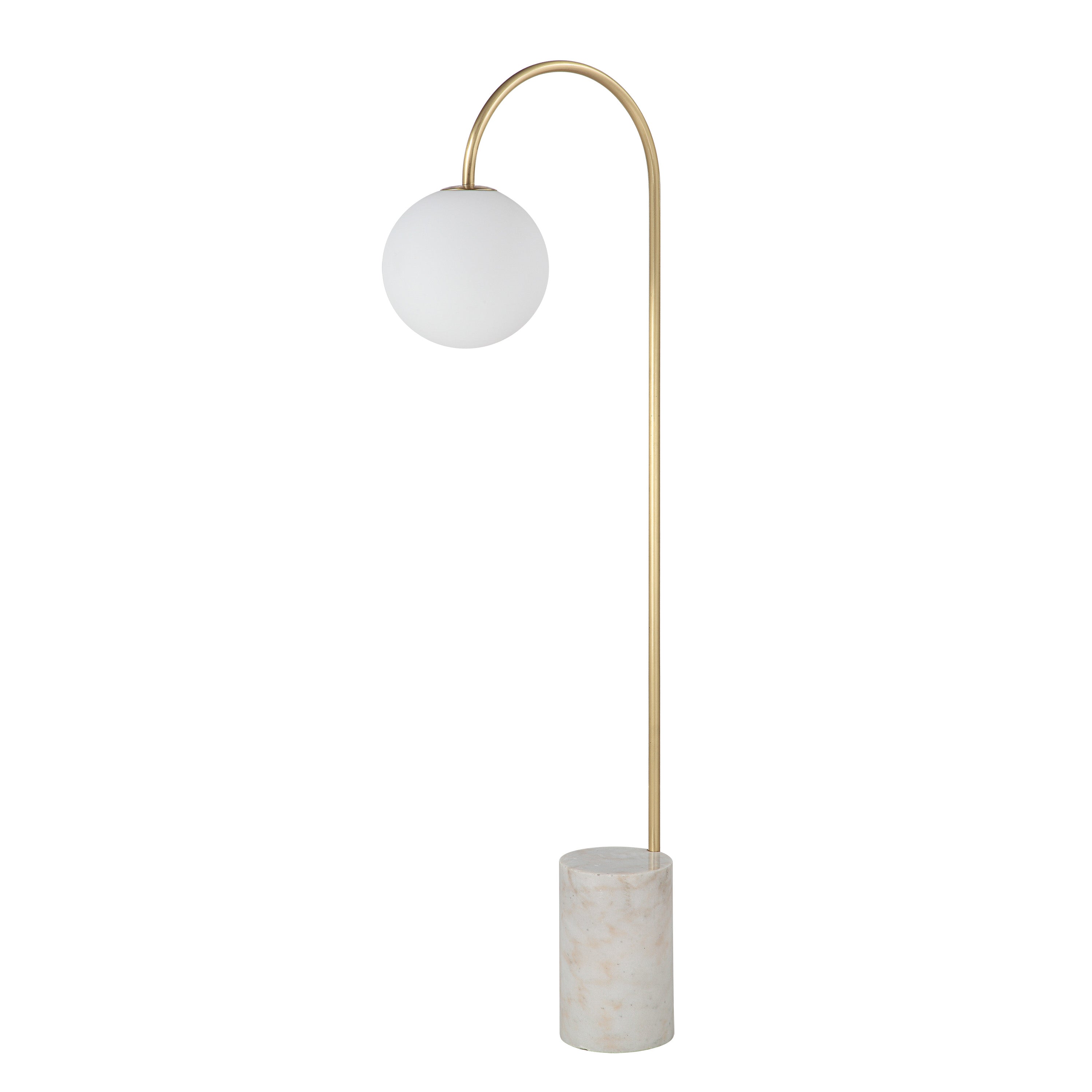 Renwil Merlot 62" Tall Satin Brass Floor Lamp with Globe Glass Shade