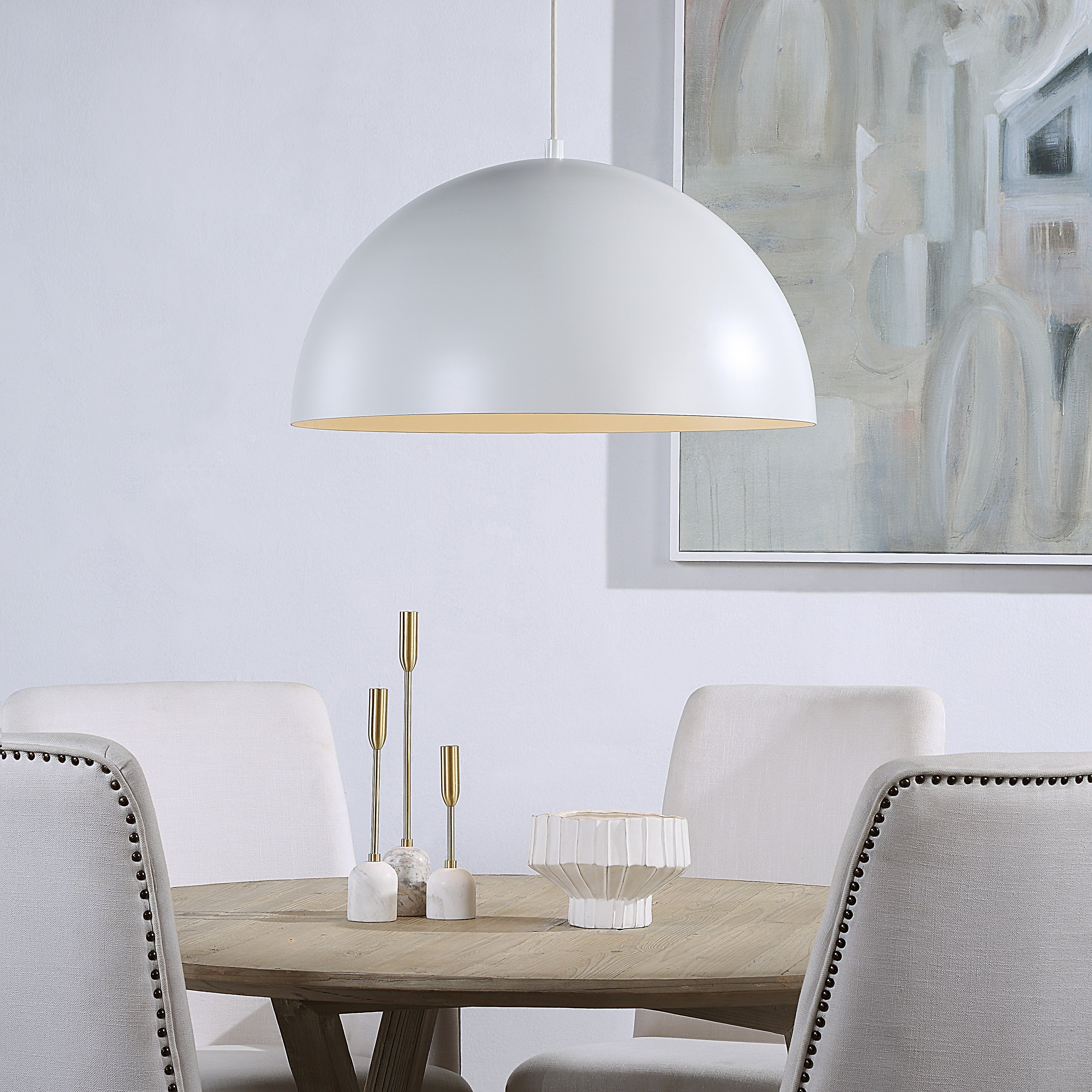 Renwil Ozona 27.5" Wide 1-Light Chandelier - Matte Off-White
