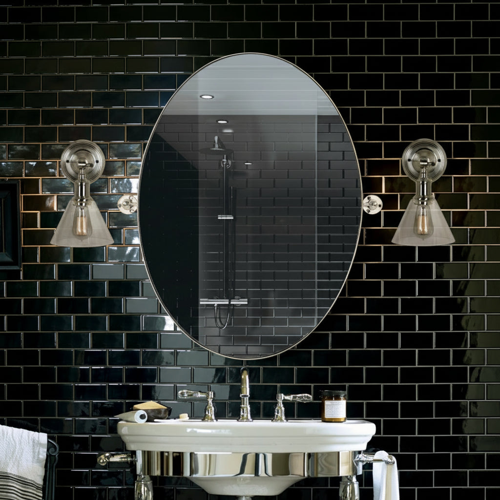 Renwil Azalea 24" Tall Oval Wall Mirror - Grey