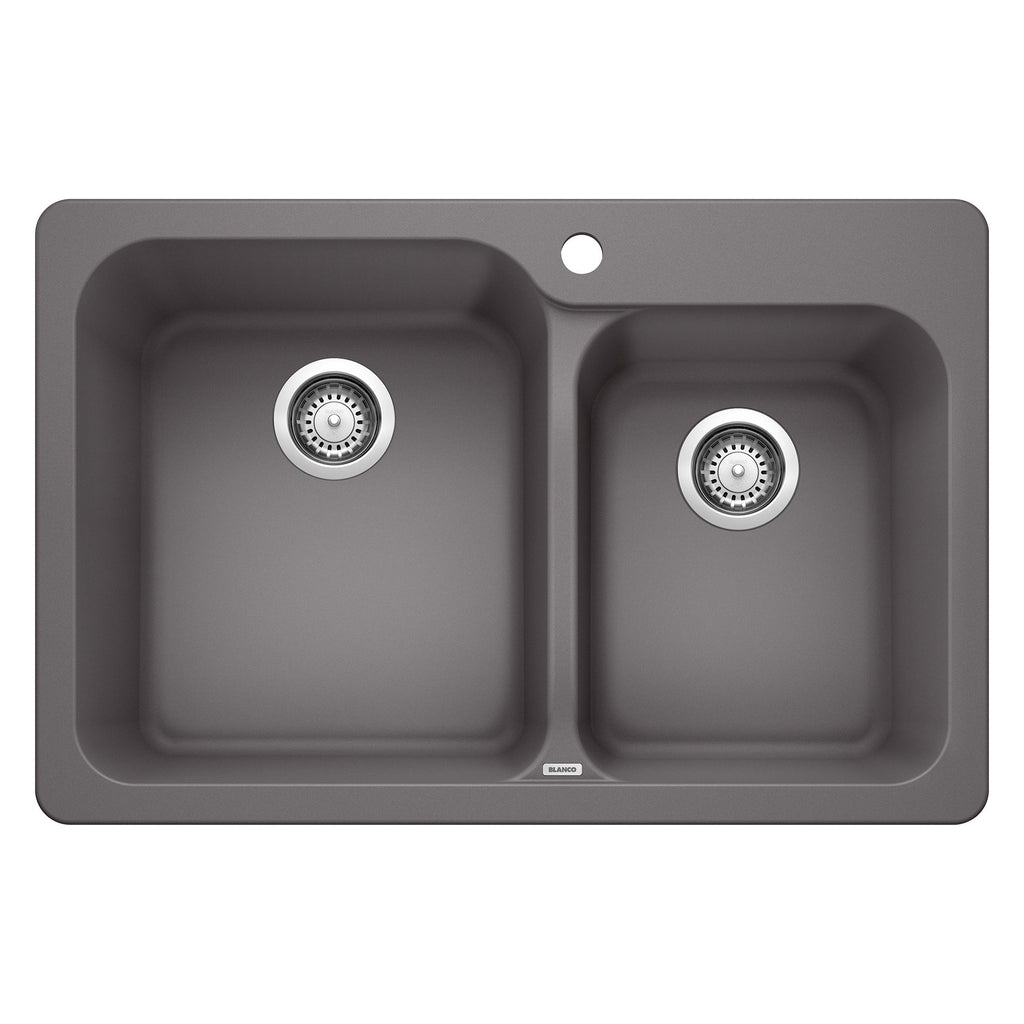 Blanco Vision Silgranit 31.5" 60/40 Double Bowl Dual Mount Kitchen Sink