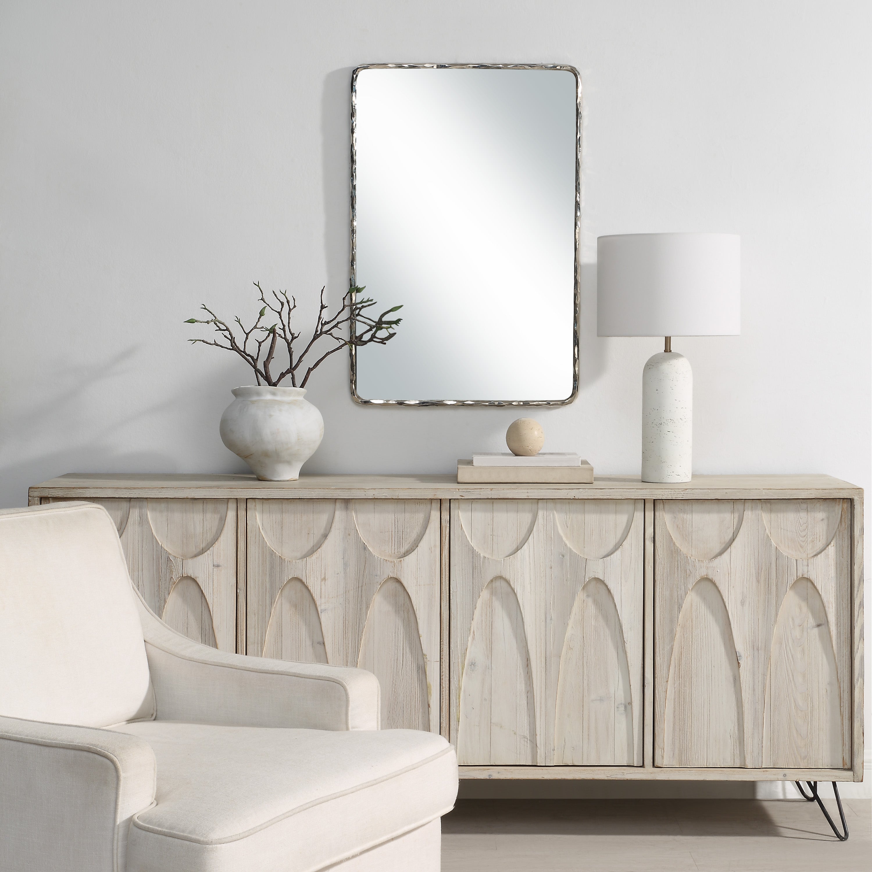 Renwil Pollonia 36" H x 24" W Wall Mirror - Grey