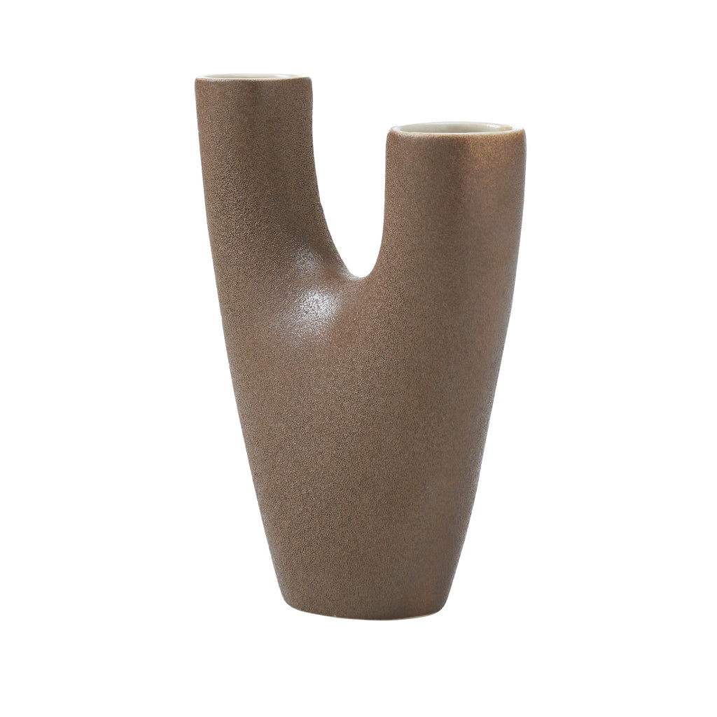 Renwil Garnier Indoor Ceramic Stoneware Small Vase - Te xtured Brown