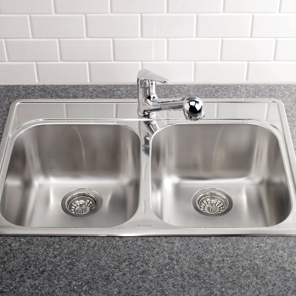 Blanco Essential 31" 50/50 Double Bowl Drop-In Stainless Steel Kitchen Sink  -  1 Hole