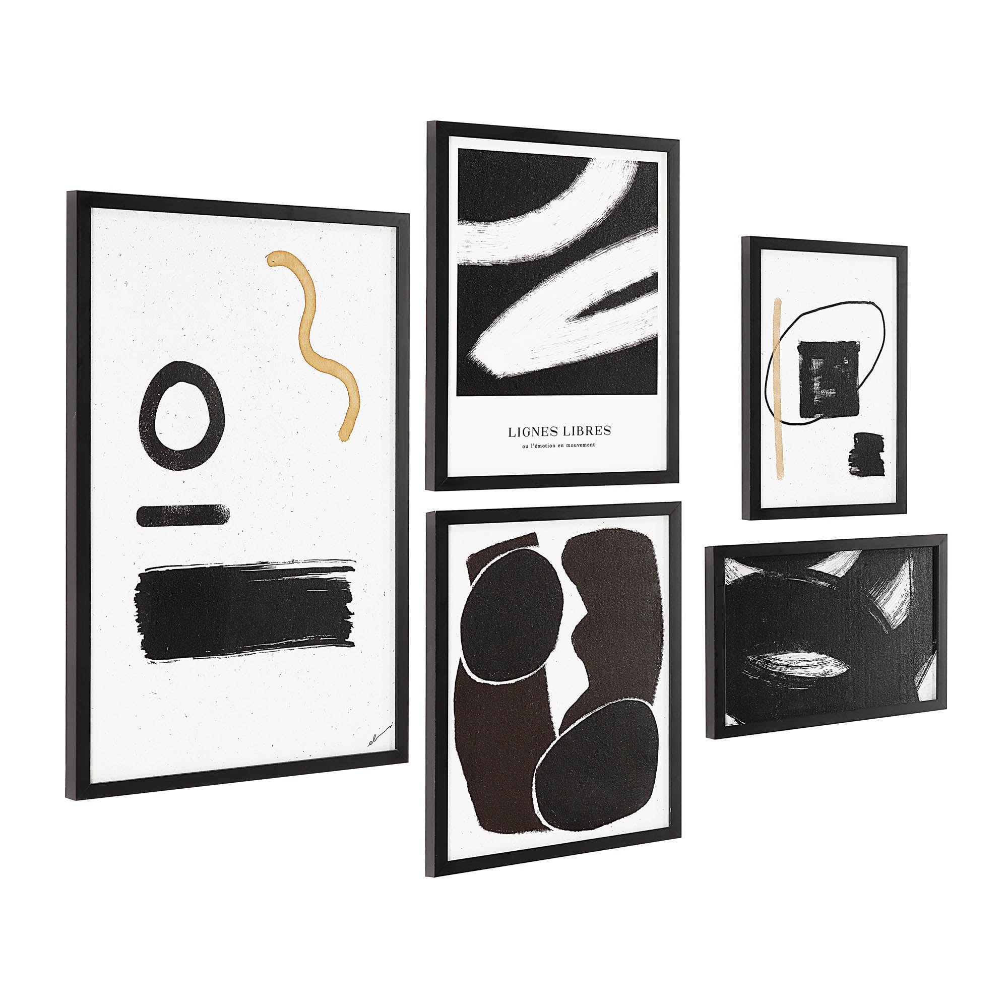 Renwil Carife 5 Piece Wide Wall Art - Black