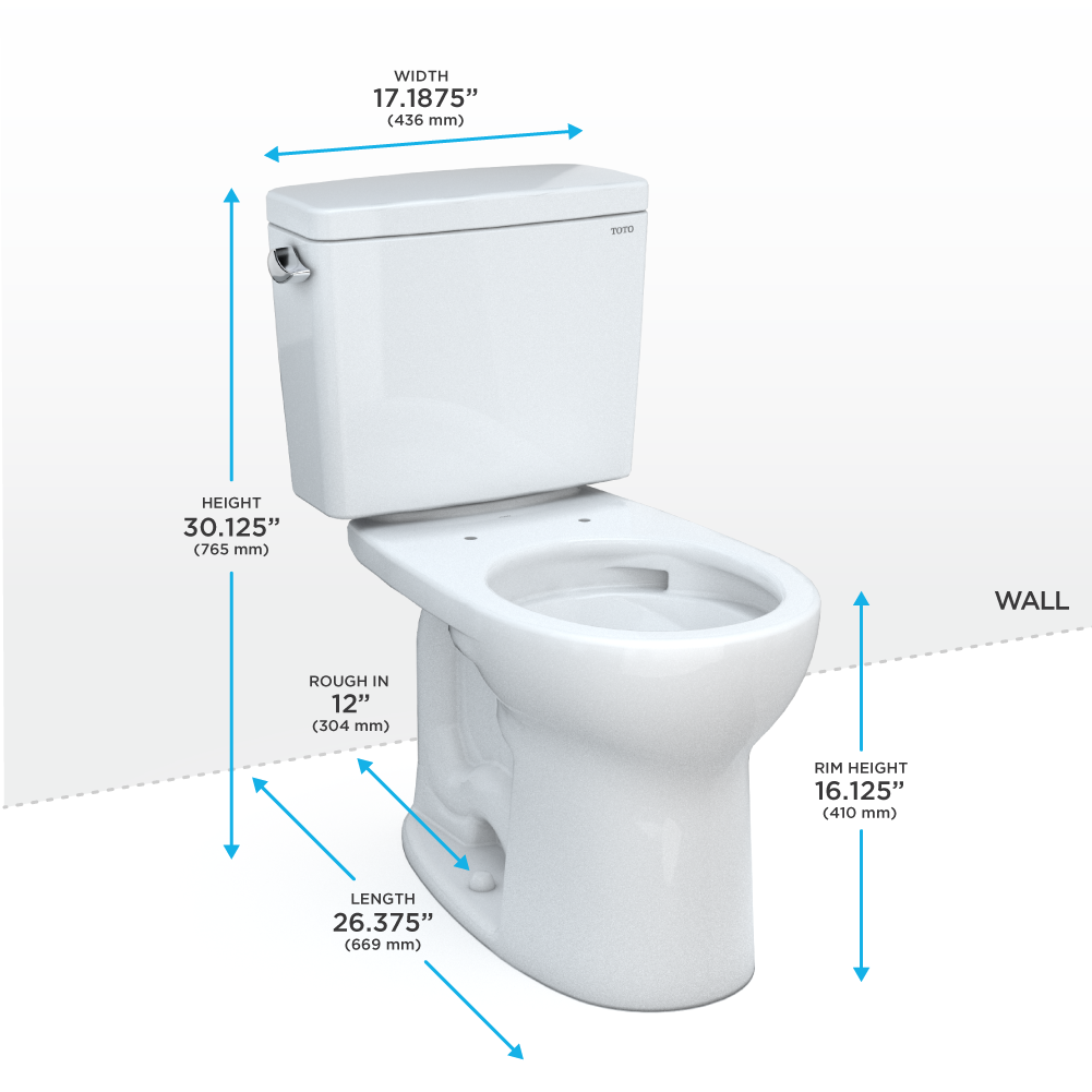 Toto Drake Two Piece Round 1.28 GPF Universal Height Toilet