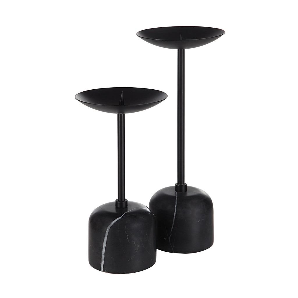 Renwil Uma Indoor Iron Set of 2 Pillar Candle Holder - Matte Black