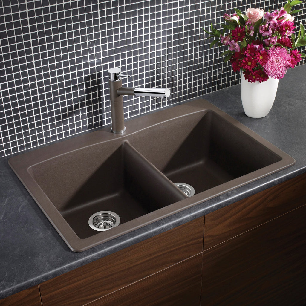 Blanco Diamond Silgranit 33" 50/50 Double Bowl Dual Mount Kitchen Sink