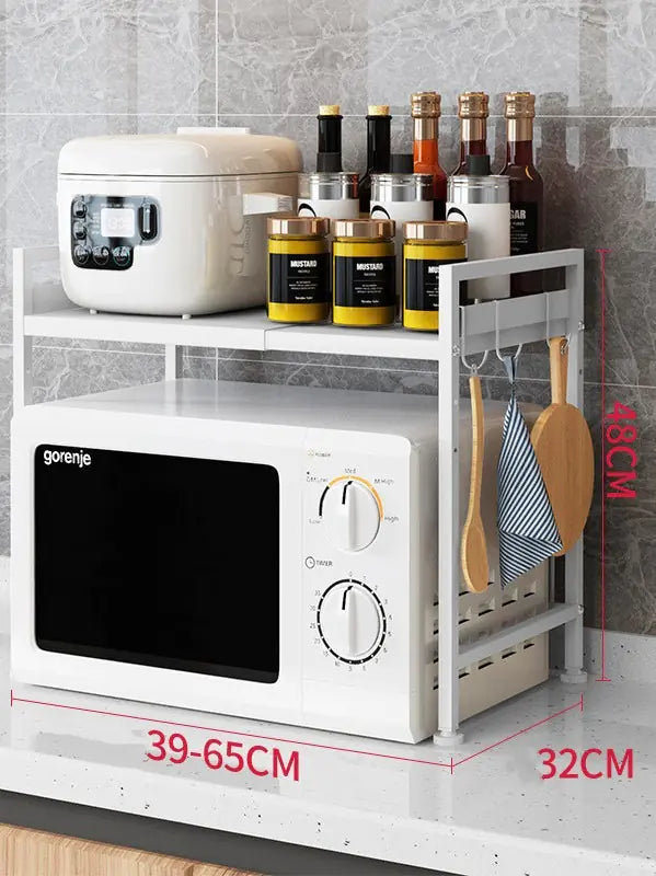 Adjustable Double-Layer Microwave Storage Rack