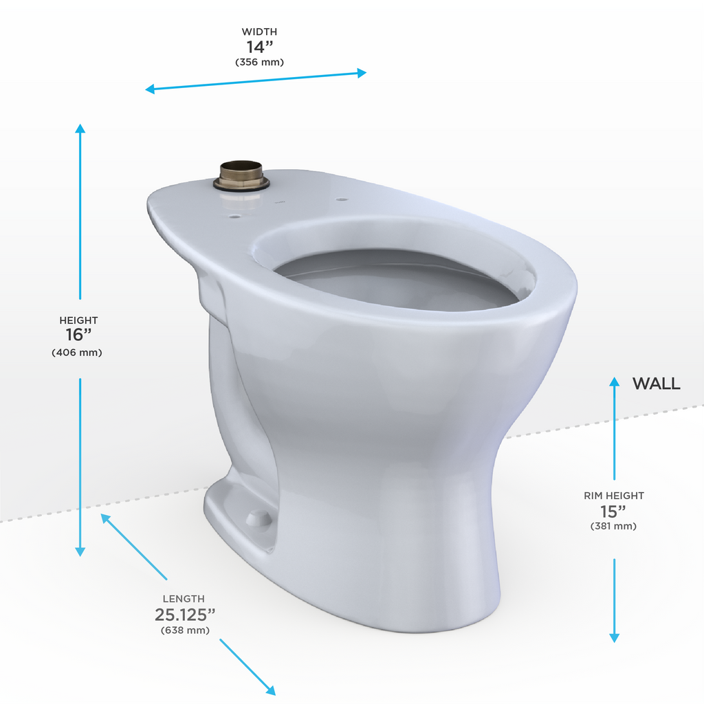TOTO Tornado Flush Commercial Flushometer Floor Mounted Toilet with Cefiontect - Elongated