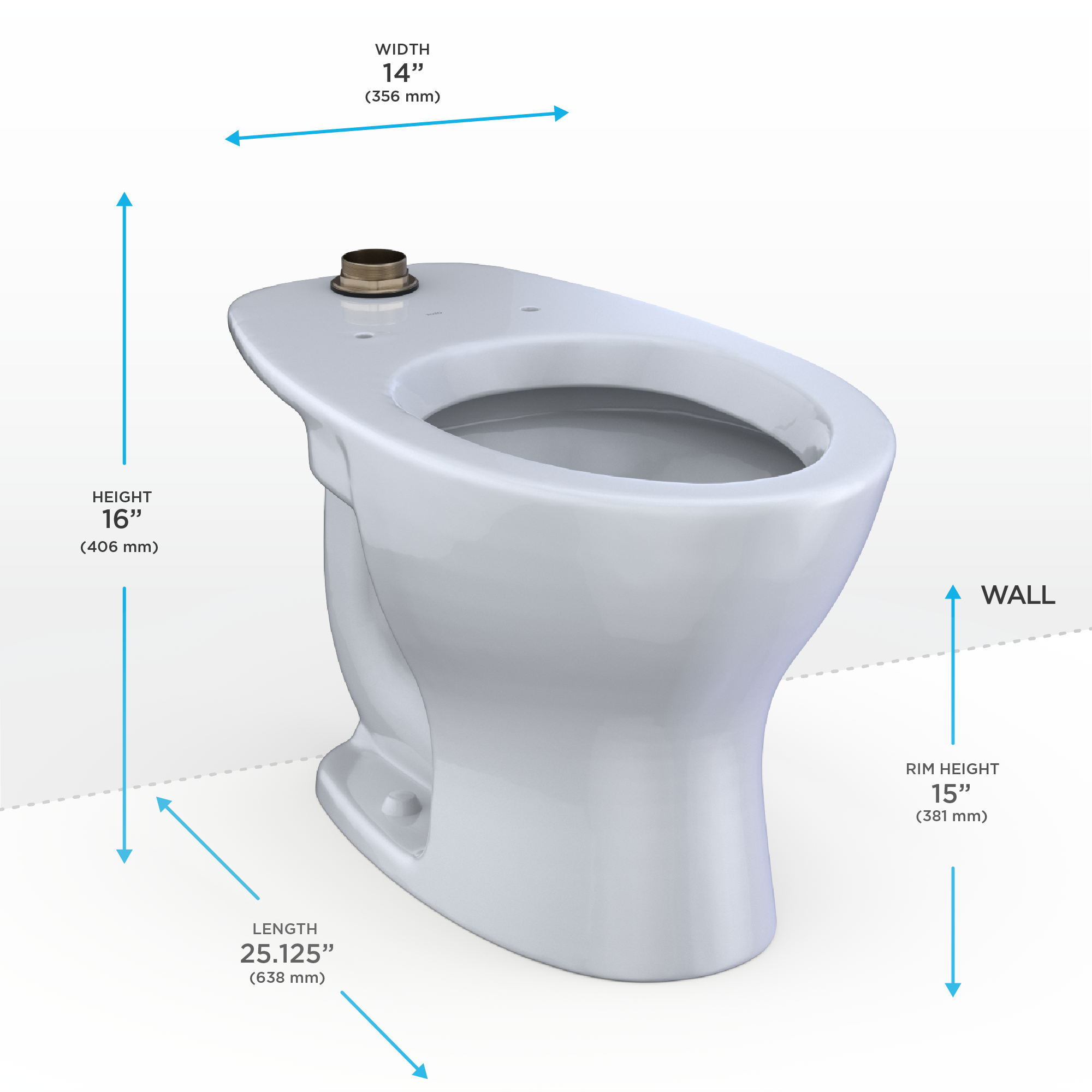 TOTO Tornado Flush Commercial Flushometer Floor Mounted Toilet with Cefiontect - Elongated