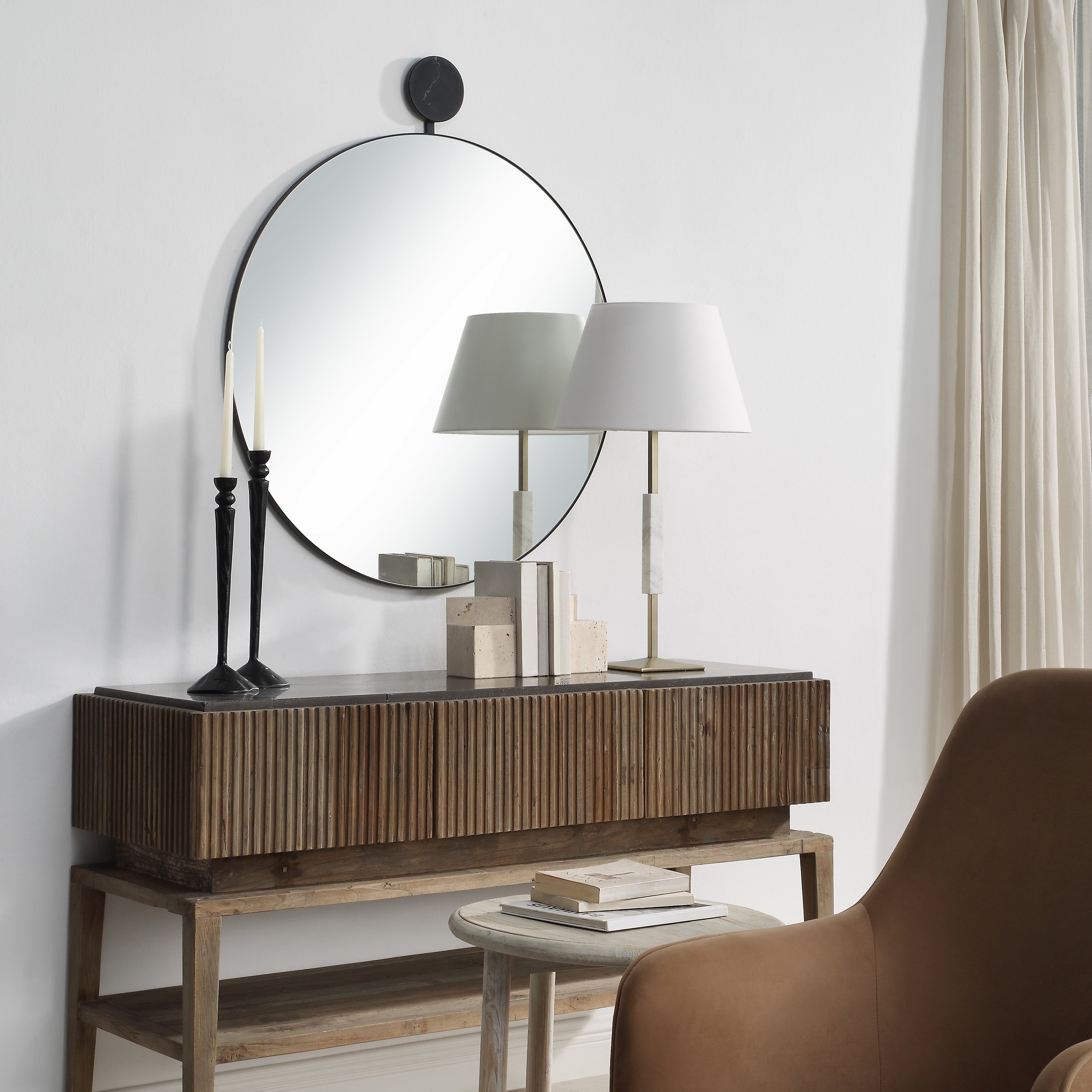 Renwil Adamas 42" H x 36" W Wall Mirror - Black