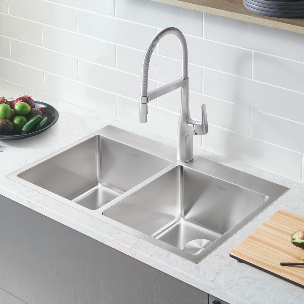 Blanco Quatrus R15 31" 50/50 Double Bowl Dual Mount Stainless Steel Kitchen Sink