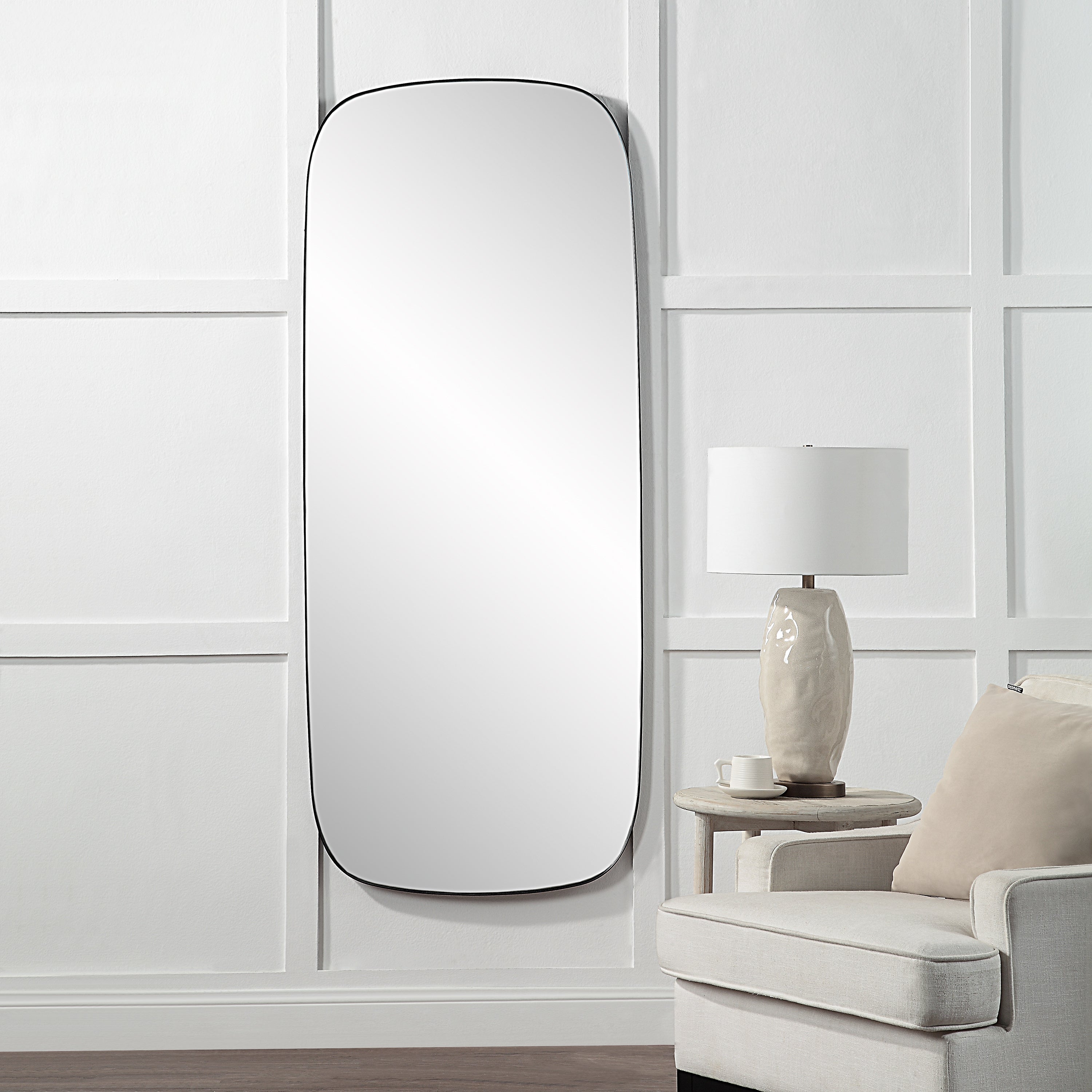 Renwil Almandine 72" Tall Rectangular Mirror - Matte Black