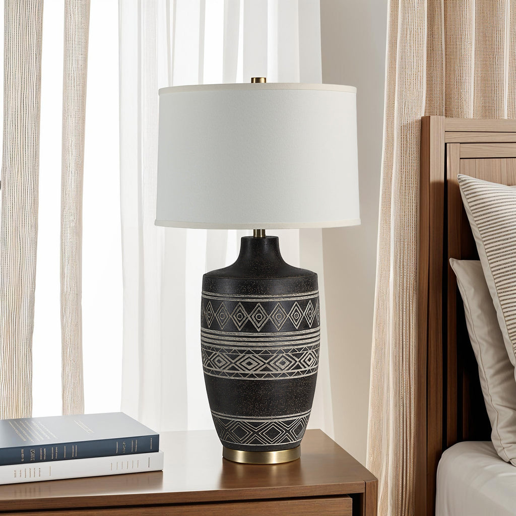 Everren Ceniza 30.5" Height Table Lamp - Black with Wash