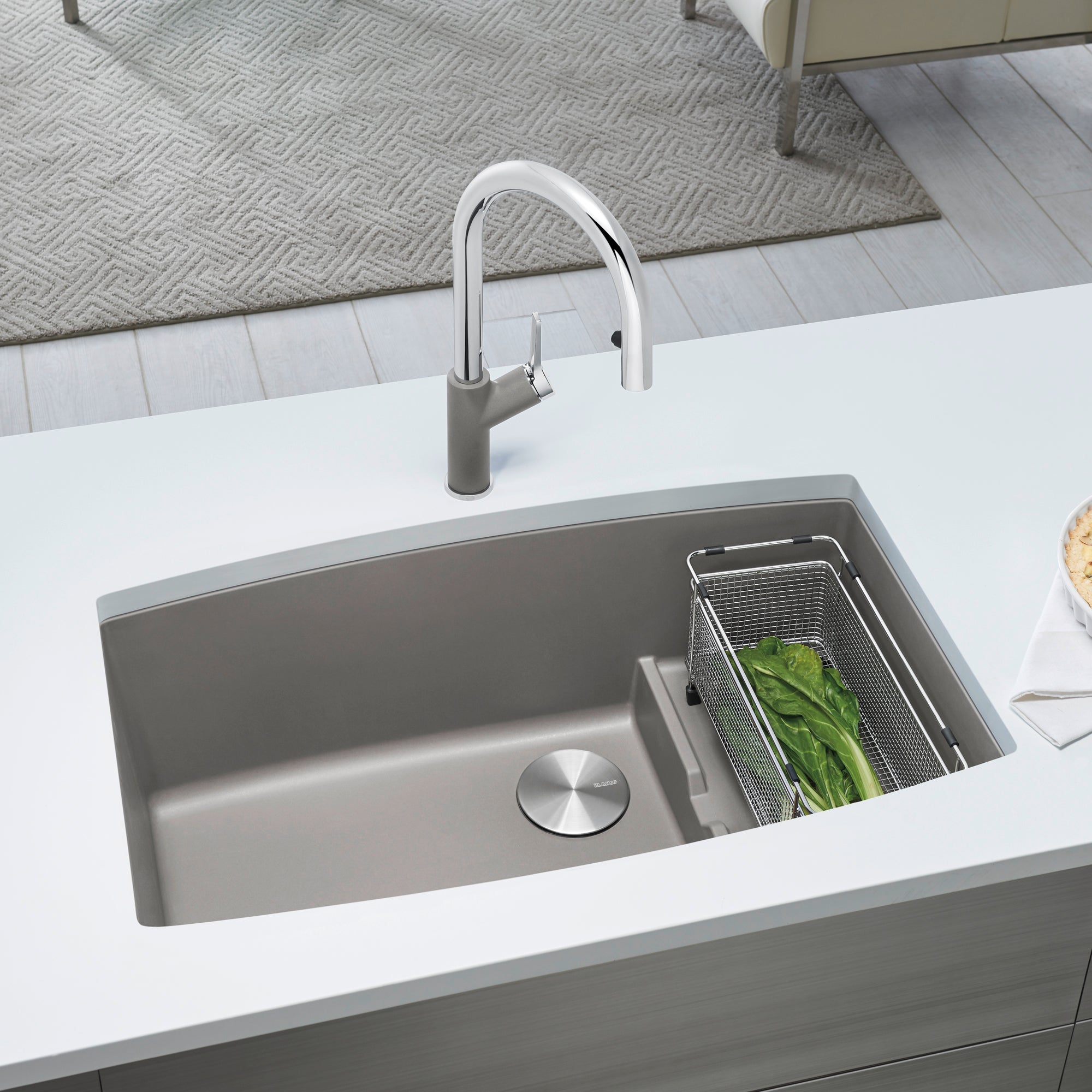 Blanco Performa Cascade Silgranit 32" Single Bowl Undermount Kitchen Sink with Colander