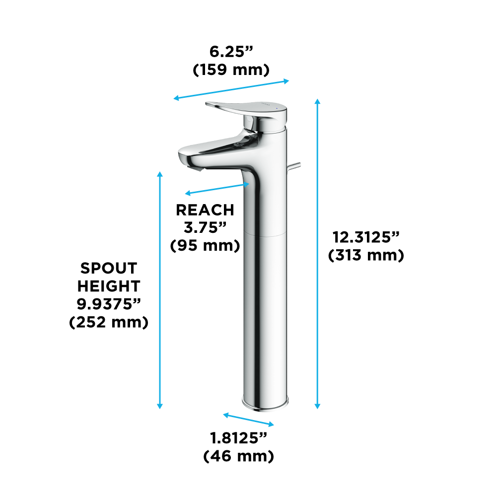 TOTO Lf Series 1.2 GPM Single Handle Bathroom Faucet For Vessel Sink with Drain Assembly