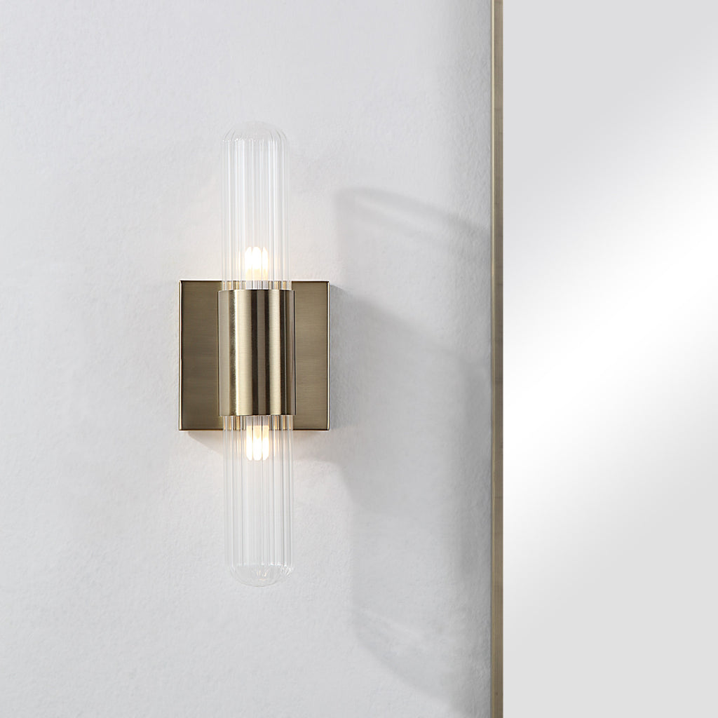 Renwil Chiara 15.75" Ribbed Clear 2-Light Wall Sconce