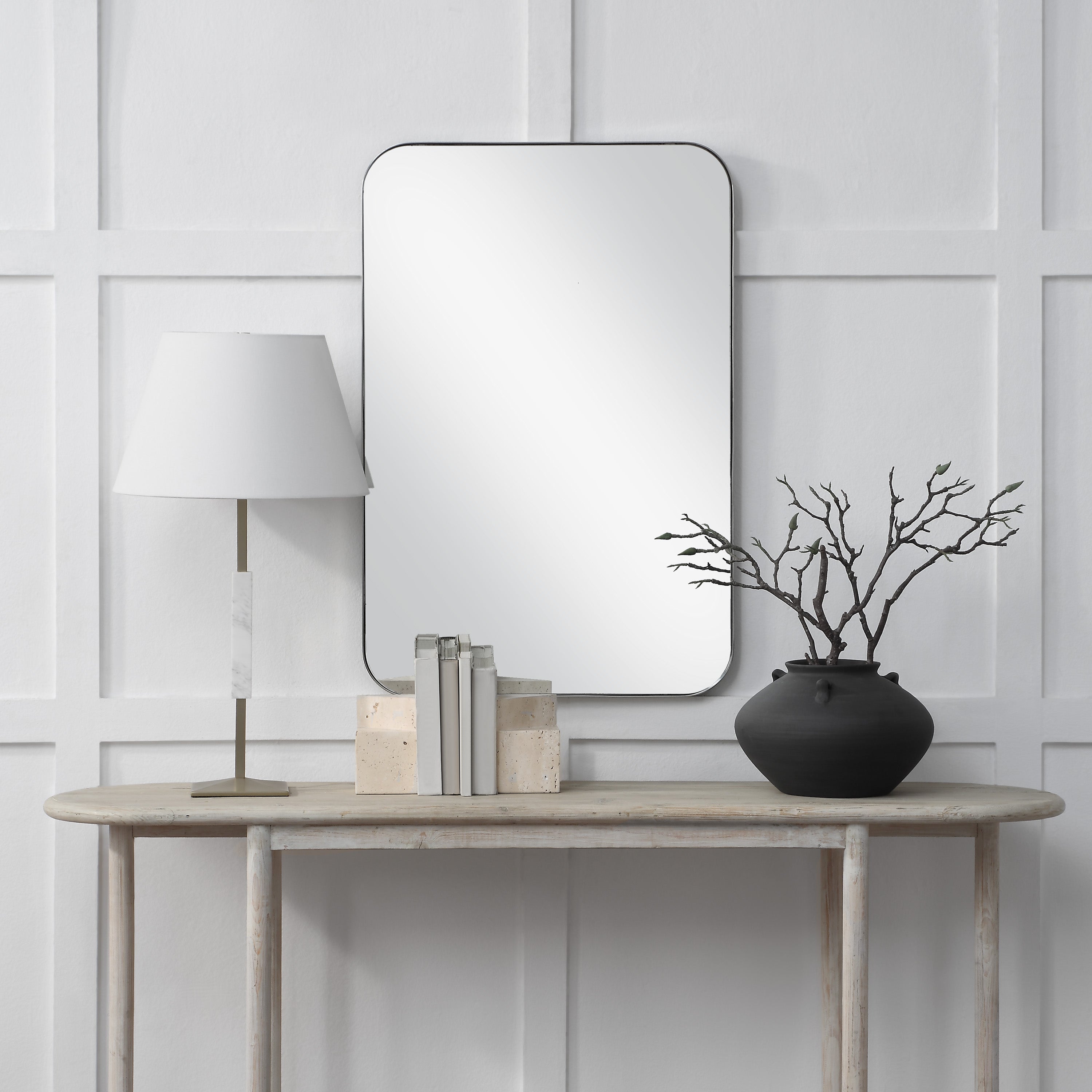 Renwil Louvas 36" H x 24" W Wall Mirror - Grey