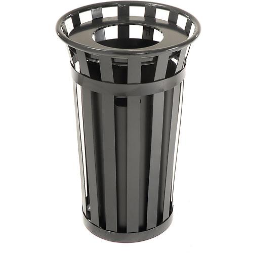 Outdoor Metal Waste Receptacle - 24 Gallon Black