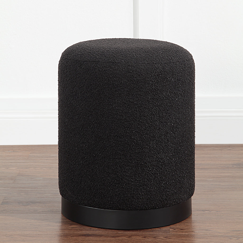 Renwil Castillo Indoor Boucle Ottoman - Black
