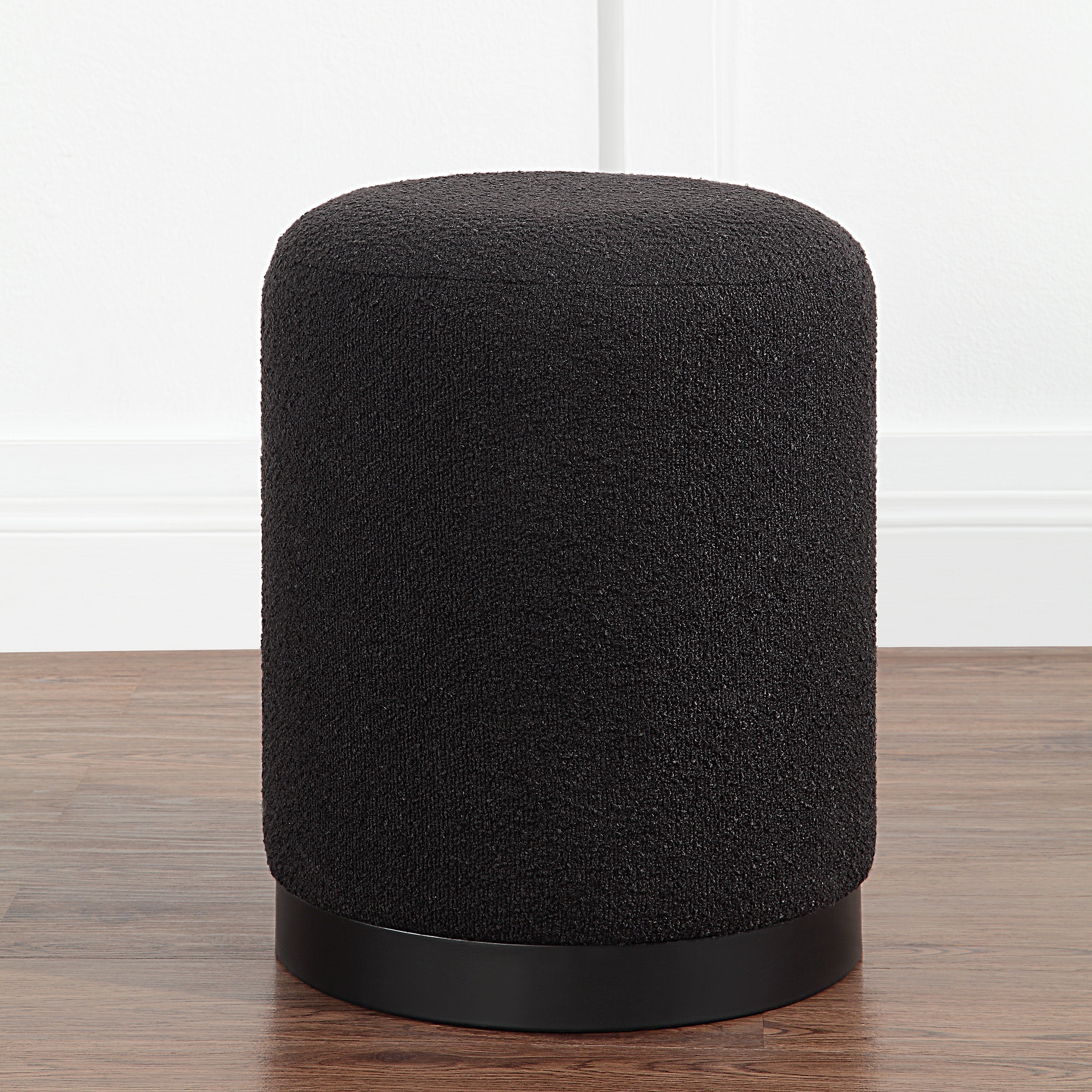 Renwil Castillo Indoor Boucle Ottoman - Black