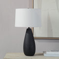 Renwil Tala 30" Tall Powder Coated Matte Black Iron Table Lamp with Tapered Linen Shade