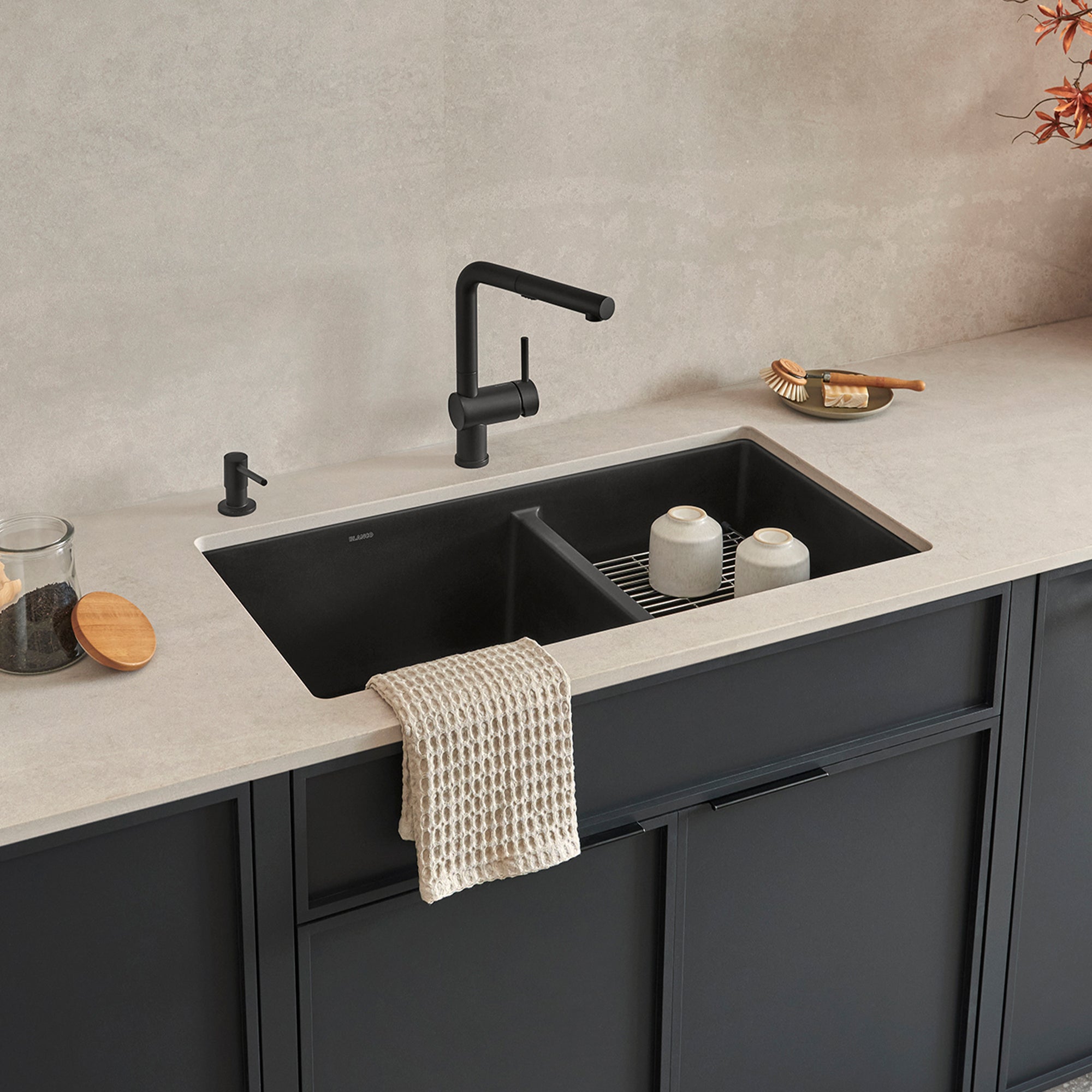 Blanco Precis Silgranit 33" 60/40 Double Bowl Undermount Kitchen Sink