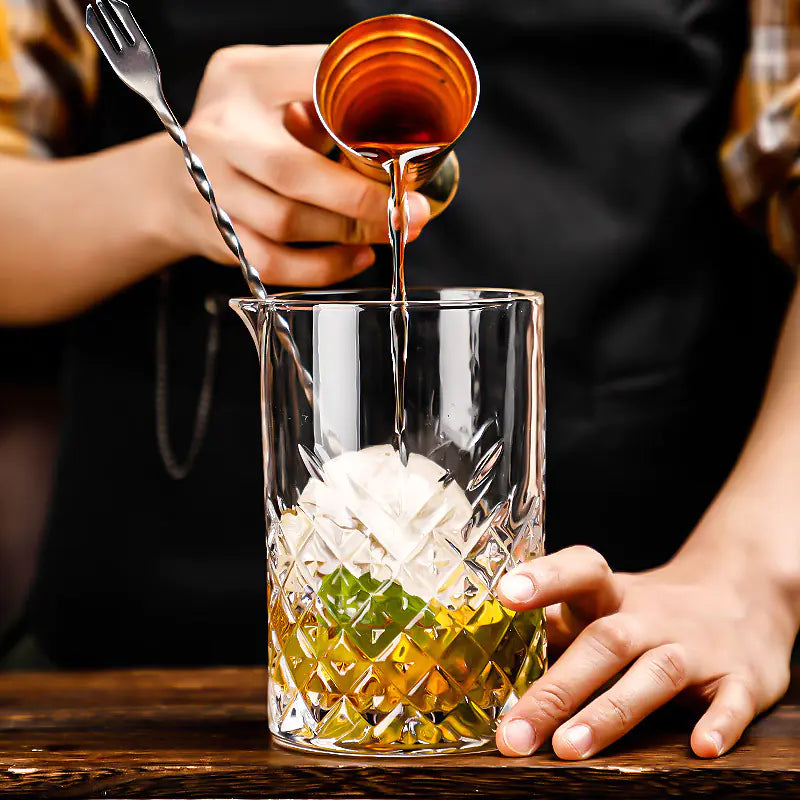 Japanese Etched Crystal Mixing Glass for Cocktails