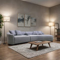 Pebble 3 Seater Boucle Sofa in Grey – Modern Curved Sofa for Living Room, Stylish Textured Fabric Couch for Comfort & Elegance