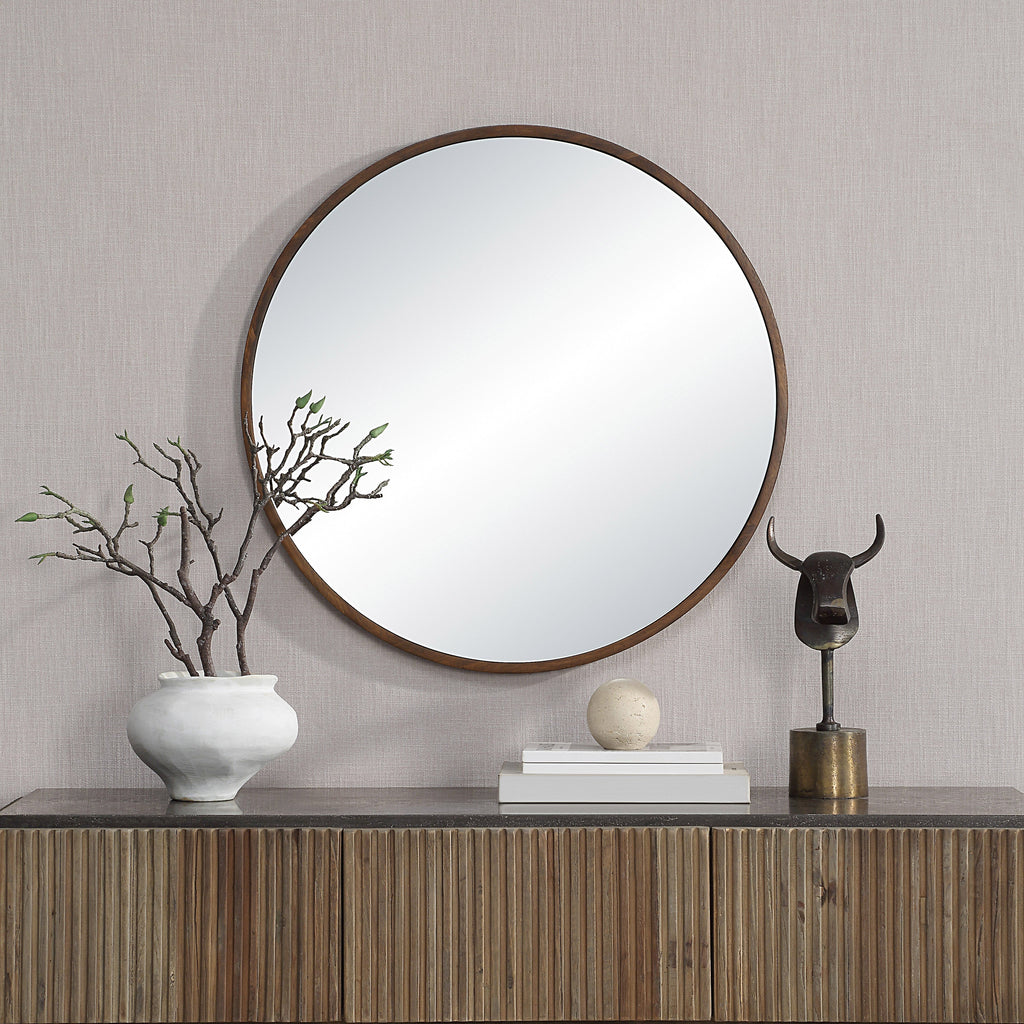 Renwil Modi 30" H x 30" W Wall Mirror - Brown