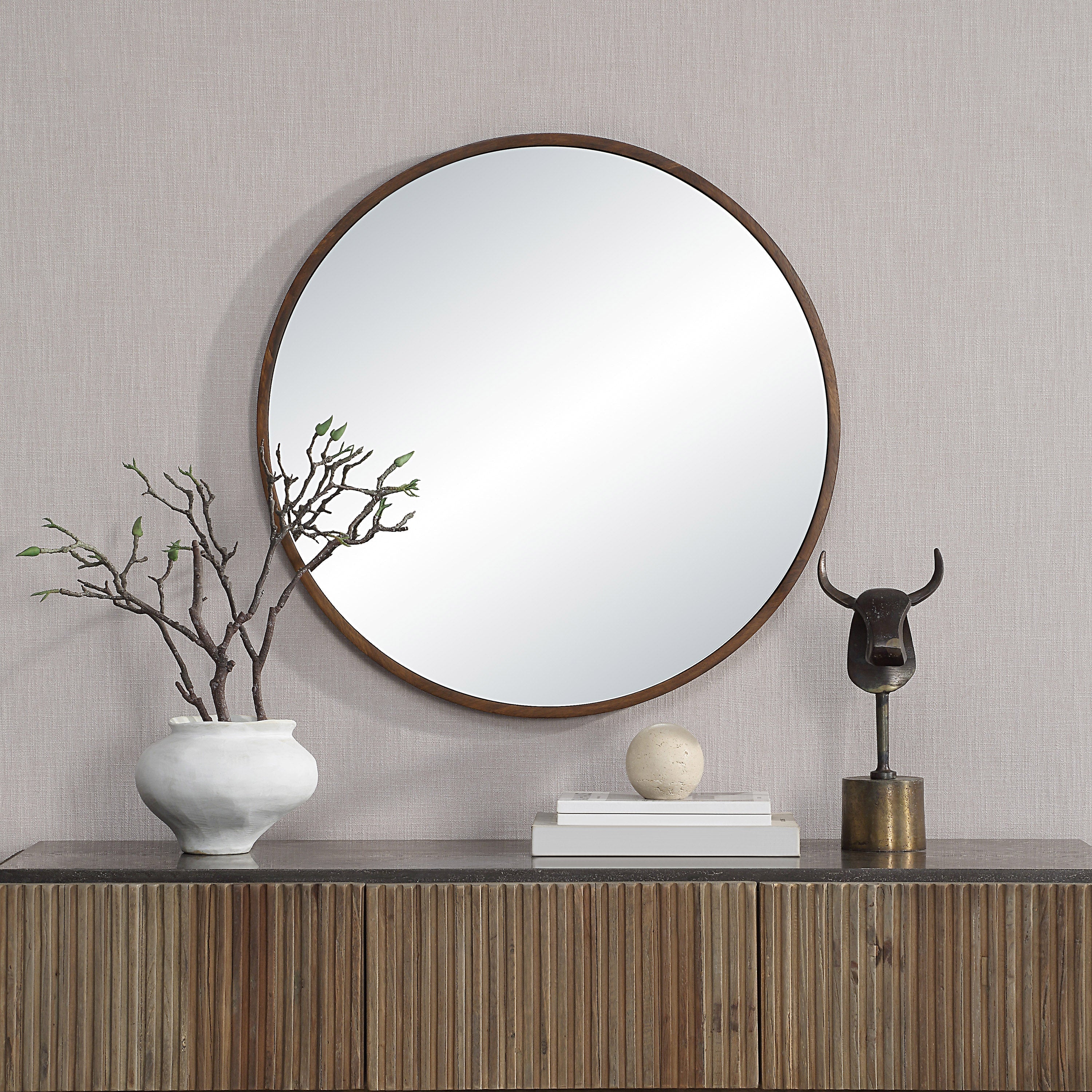 Renwil Modi 30" H x 30" W Wall Mirror - Brown