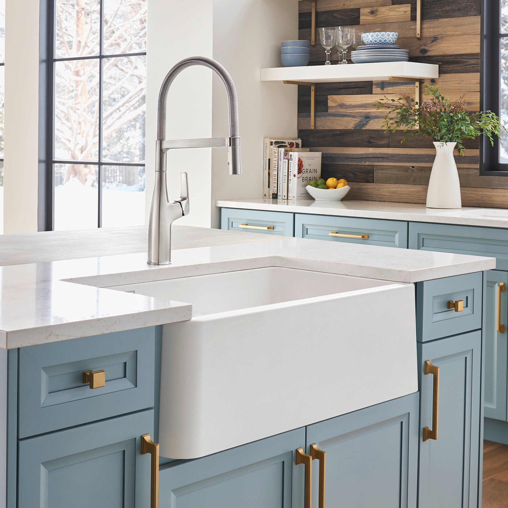 Blanco Ikon Silgranit 33" Double Bowl Apron-Front Farmhouse Sink with Low Divide