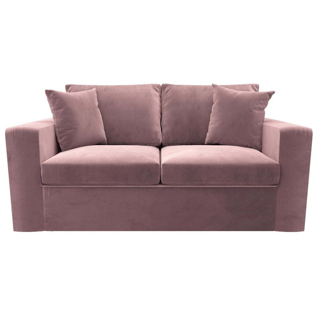 2 Seater Velvet Sofa Bed – Pull-Out Double Sleeper with Cushions & Soft Upholstery – Compact No Assembly Couch for Guest Room or Lounge – Olive, Mint Green or Blush Pink