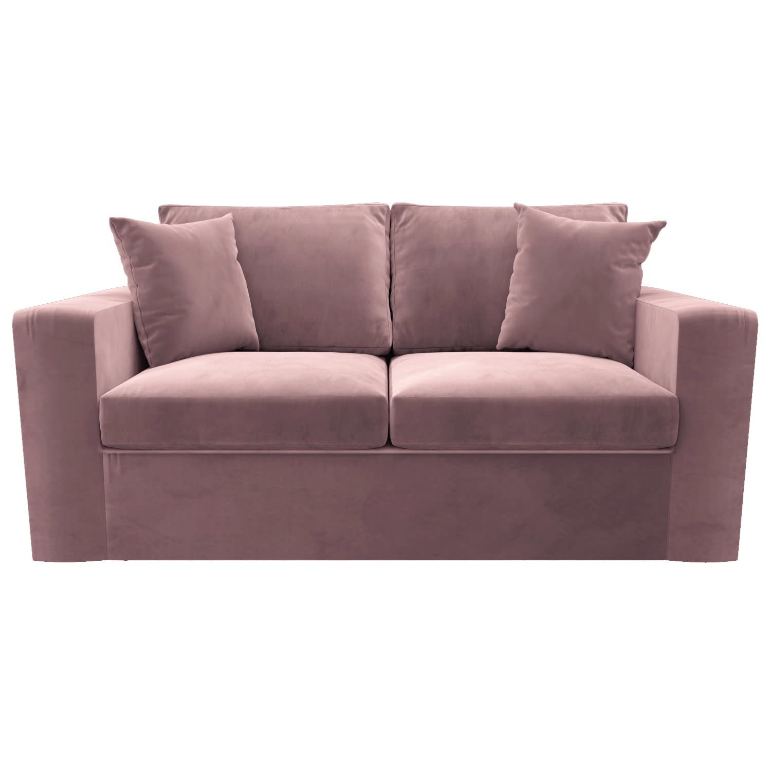 2 Seater Velvet Sofa Bed – Pull-Out Double Sleeper with Cushions & Soft Upholstery – Compact No Assembly Couch for Guest Room or Lounge – Olive, Mint Green or Blush Pink