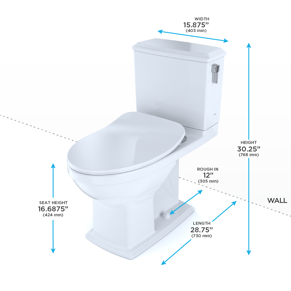 TOTO Connelly Two Piece Elongated Dual Flush 1.28 and 0.9 GPF with Cefiontect and Right Lever - Washlet+ Ready