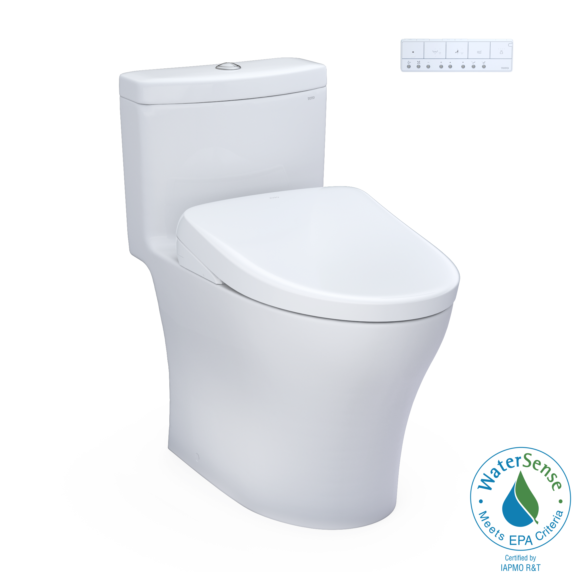 TOTO Washlet+ Aquia IV One Piece Elongated Dual Flush 1.28 and 0.9 GPF Toilet with Auto Flush S7A Contemporary Bidet Seat