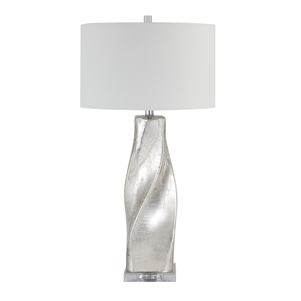 Everren Lyons 31.5" Height Table Lamp - Crackled Mercury Silver