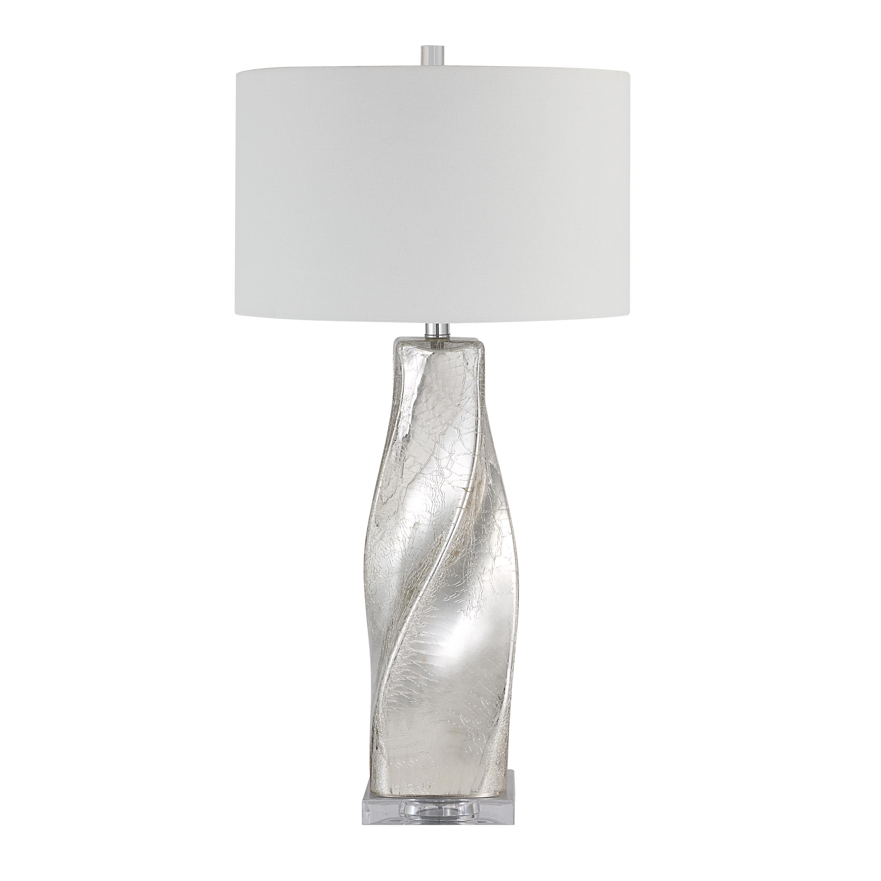 Everren Lyons 31.5" Height Table Lamp - Crackled Mercury Silver