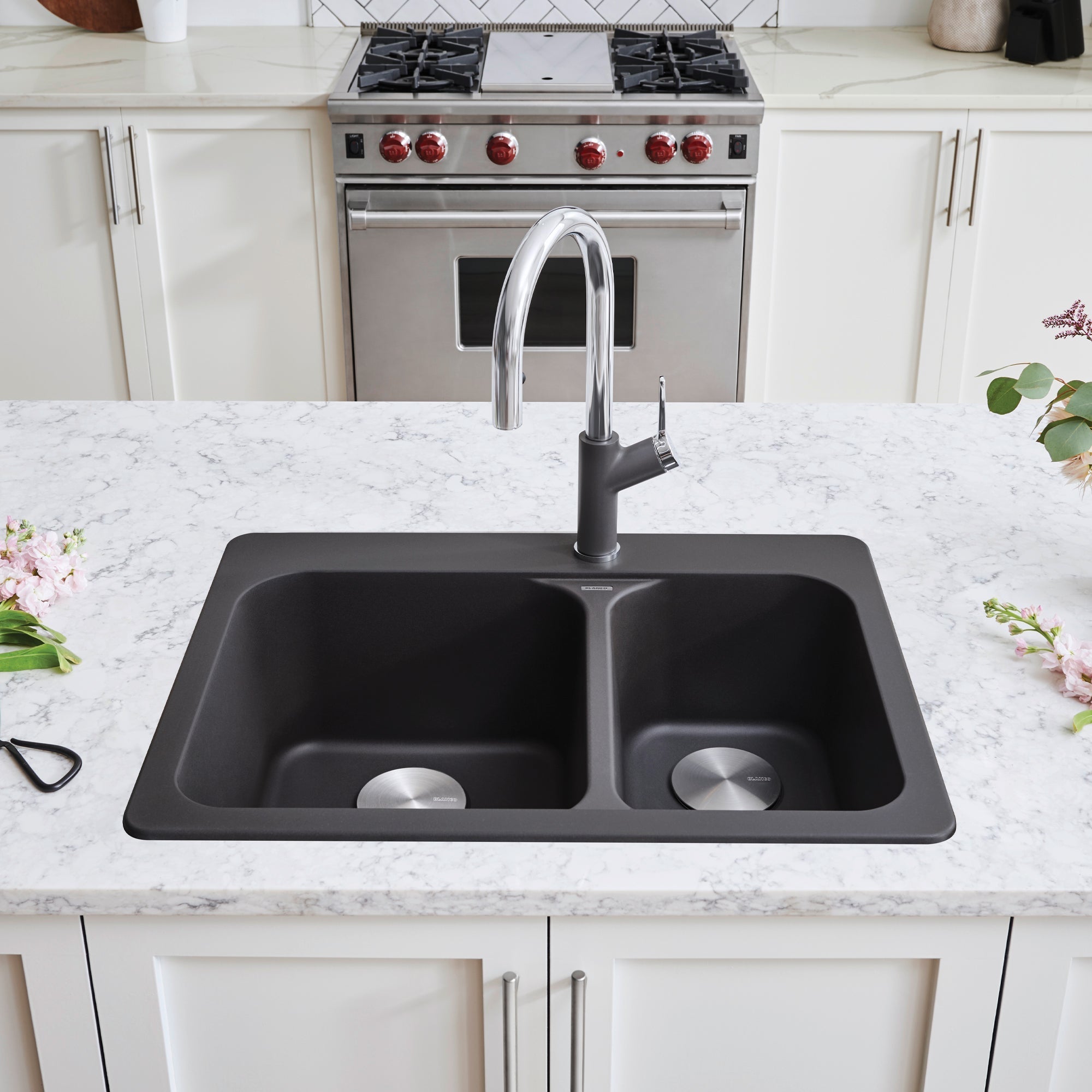 Blanco Vision Silgranit 27.5" 70/30 Double Bowl Dual Mount Kitchen Sink