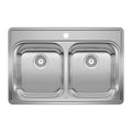 Blanco Essential 31" 50/50 Double Bowl Drop-In Stainless Steel Kitchen Sink  -  1 Hole