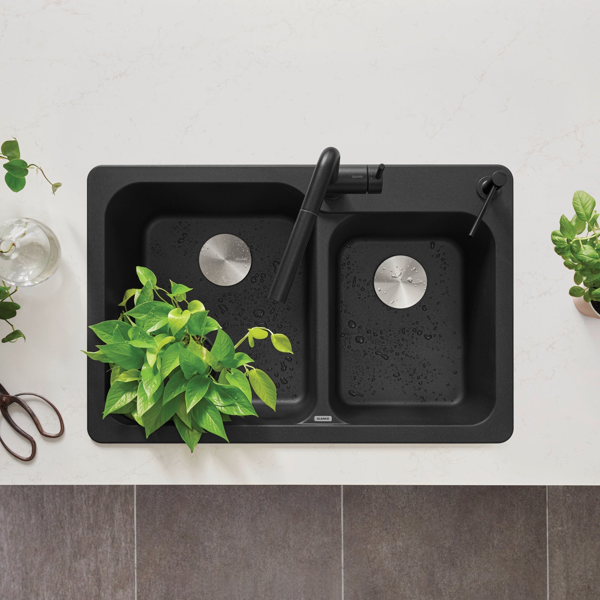 Blanco Vision Silgranit 31.5" 60/40 Double Bowl Dual Mount Kitchen Sink