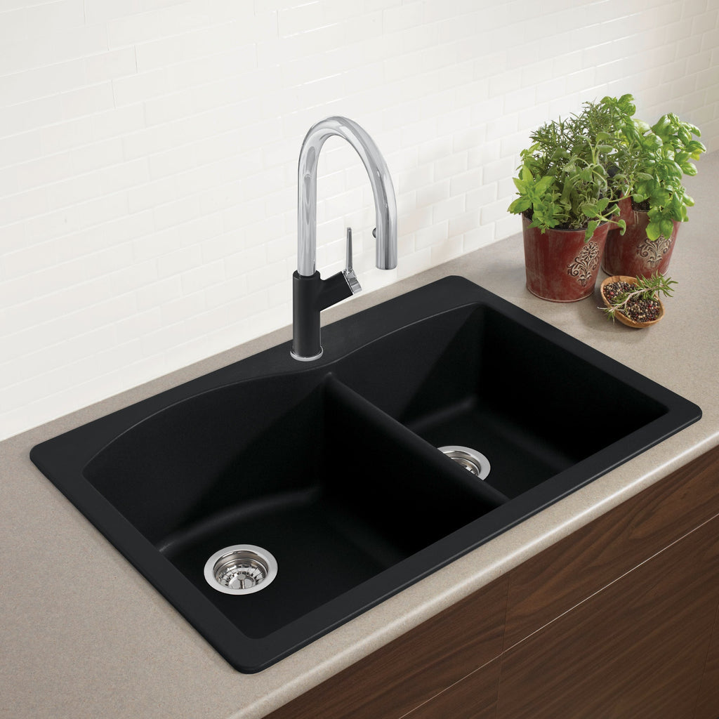 Blanco Diamond Silgranit 33" 60/40 Double Bowl Dual Mount Kitchen Sink