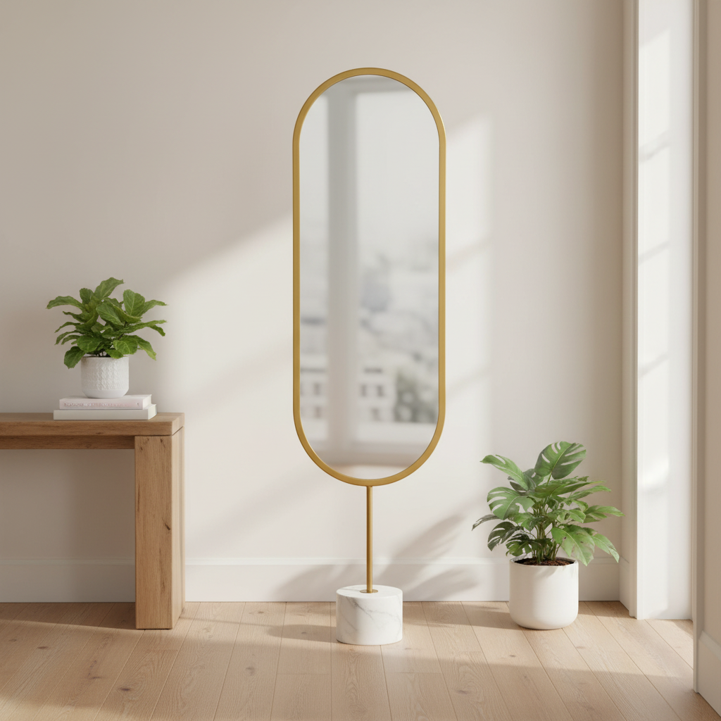 Renwil Taio 70" Tall Oval Wall Mirror - Yellow