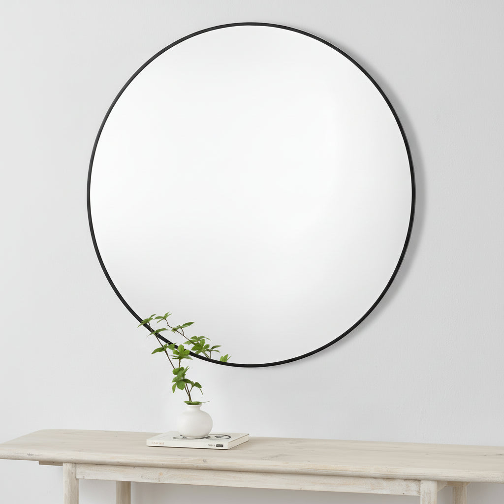 Renwil Posadas 36" Tall Round Wall Mirror - Black