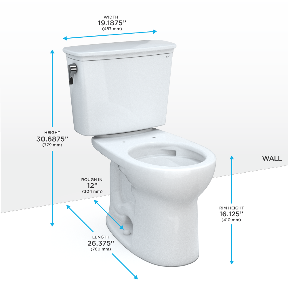 TOTO Drake Toilet - Transitional Two-Piece Round Toilet with Universal Height, 1.28 GPF Tornado Flush