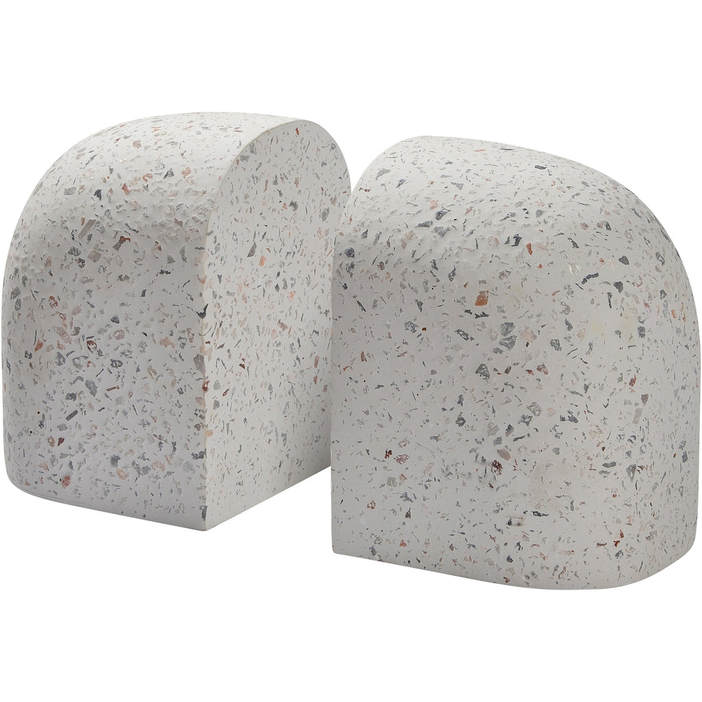 Renwil Bruno Indoor Terrazzo Bookends - White Speckled