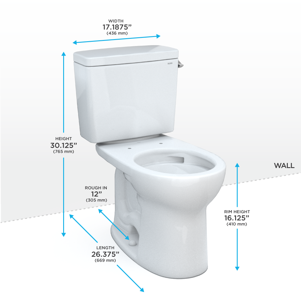 Toto Drake Two Piece Round 1.28 GPF Universal Height Toilet with Right Flush