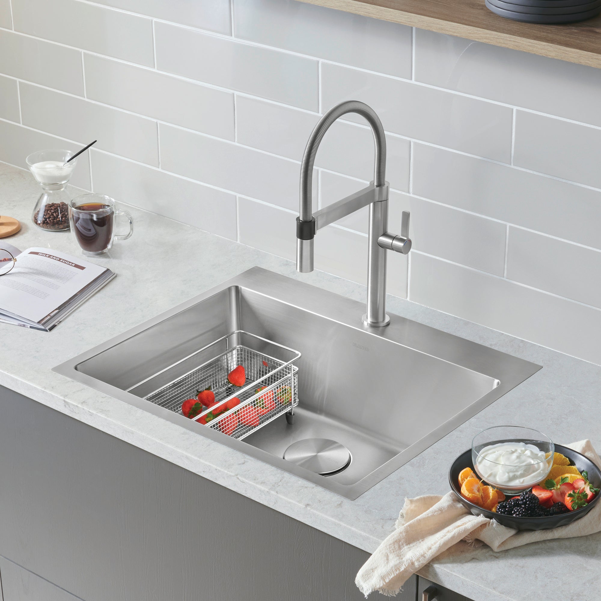 Blanco Quatrus R15 25" Single Bowl Dual Mount Stainless Steel Kitchen Sink