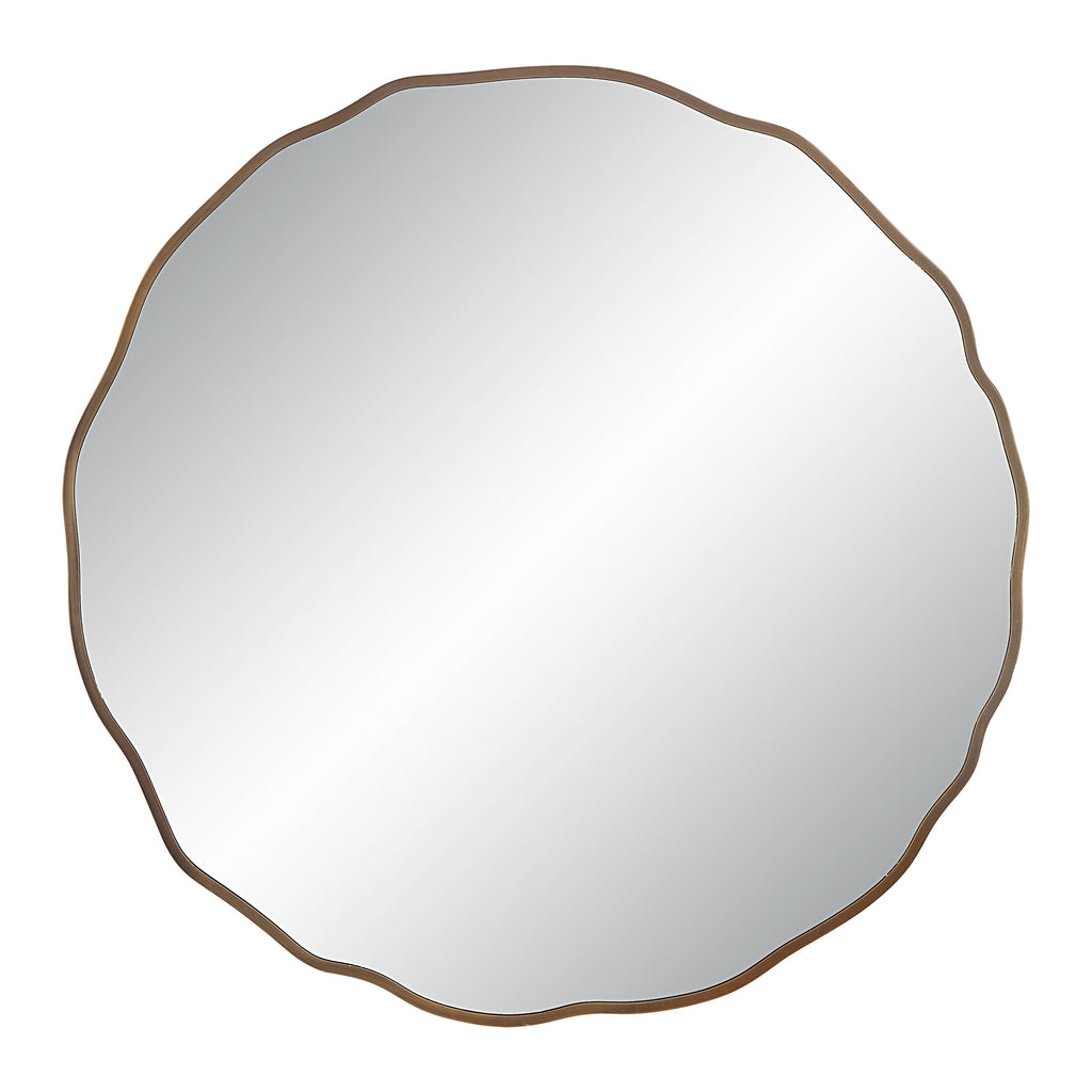 Renwil Bern 40" Tall Round Irregular Mirror - Antique Brushed Brass