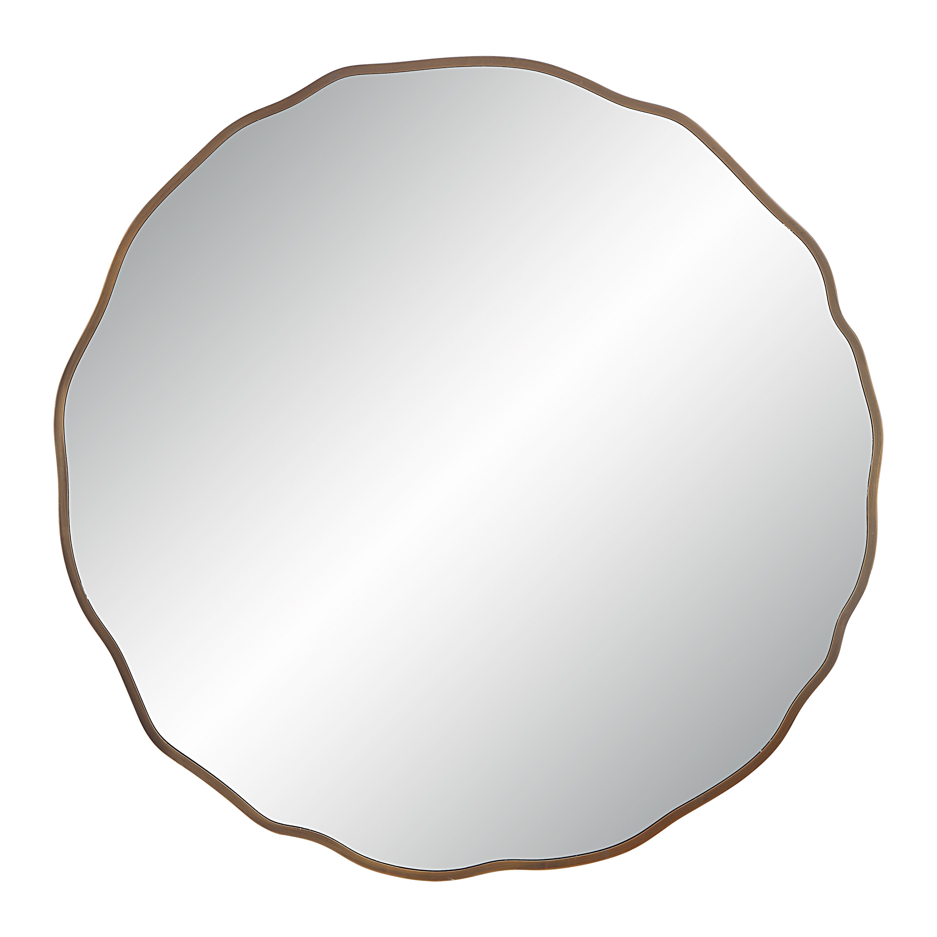 Renwil Bern 40" Tall Round Irregular Mirror - Antique Brushed Brass
